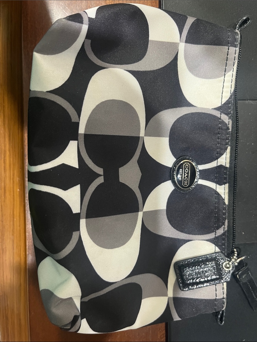 Coach Black, Gray & Cream Signature zipper bag insert